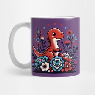 Cute dinosaur with flowers Mug